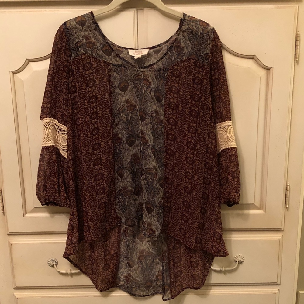 Sun and Shadow Sheer Boho Top